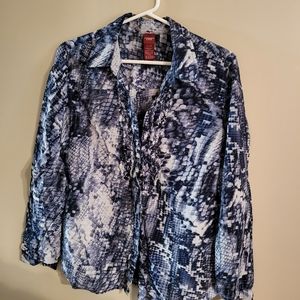 Olsen long sleeve blouse. Size M-L/ 12. Shades of blue